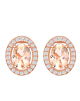 Morganite Oval Halo Stud Earrings