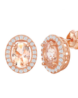 Morganite Oval Halo Stud Earrings