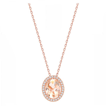 Morganite Oval Halo Necklace