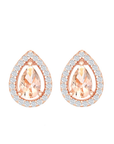 Morganite Pear Halo Stud Earrings