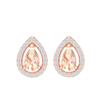 Morganite Pear Halo Stud Earrings
