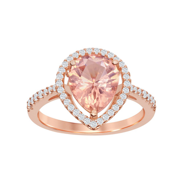 Morganite Pear Halo Ring