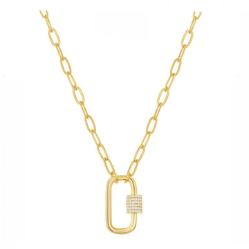 Pave Link Paperclip Chain Necklace