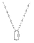 Pave Link Paperclip Chain Necklace