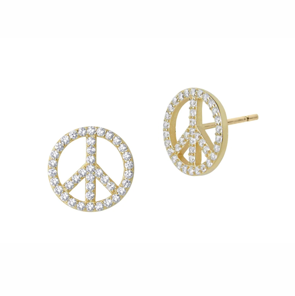 Pave Peace Stud Earrings