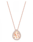 Morganite Pear Halo Necklace