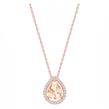 Morganite Pear Halo Necklace