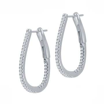Pear Shaped Sparkle Hoops Earrings