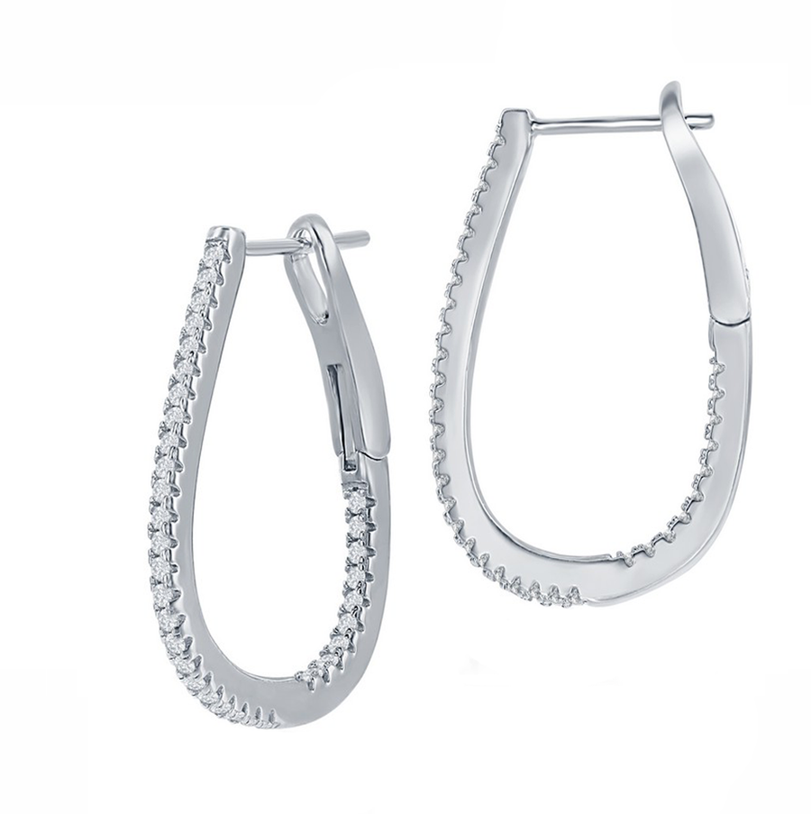 Pear Shaped Sparkle Hoops Earrings