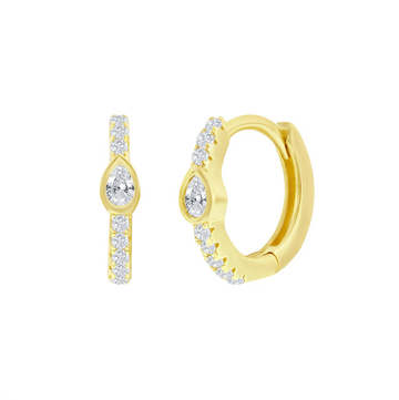 Pear Sparkle Huggie Earrings