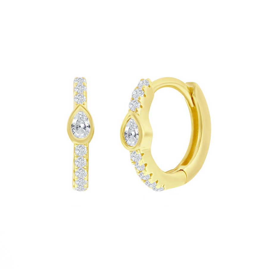 Pear Sparkle Huggie Earrings