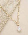 Pearl Drop Paperclip Chain Necklace