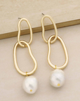 Double Link Pearl Drop Earrings