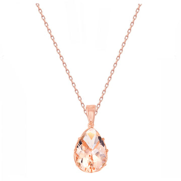 Morganite Pear Solitaire Necklace
