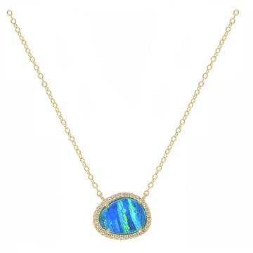 Blue Opal Pebble Necklace (Available in 5 Colors)