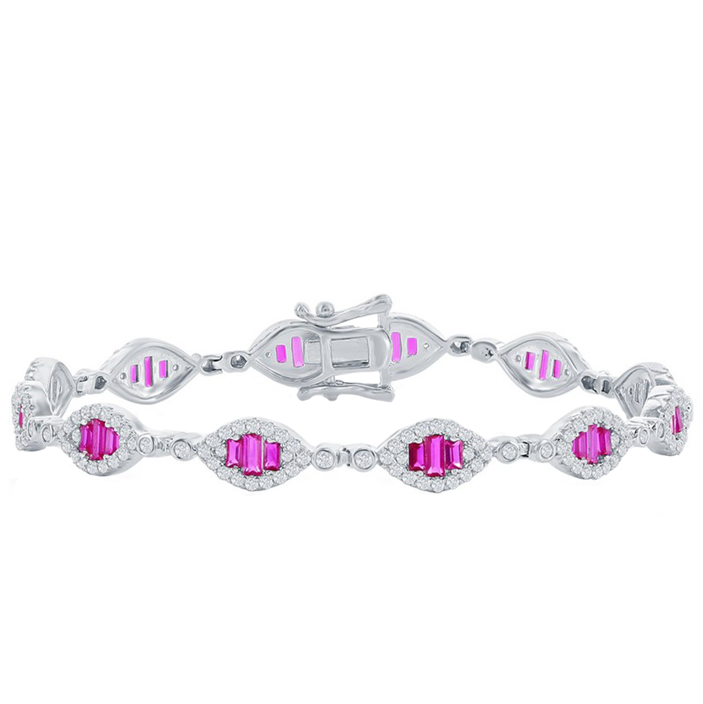 Baguette Ruby Marquise Station Bracelet