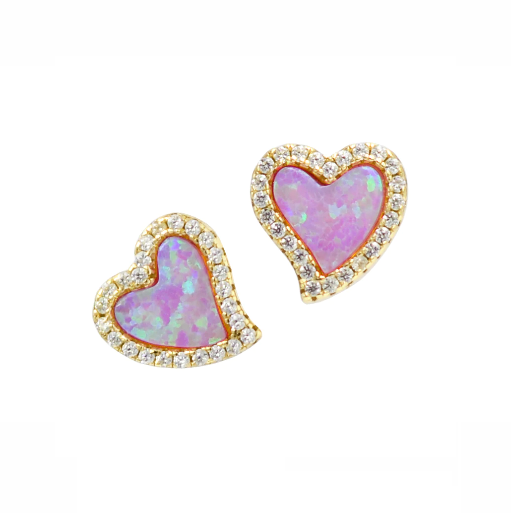 Opal Heart Stud Earrings (Available in 5 Colors)