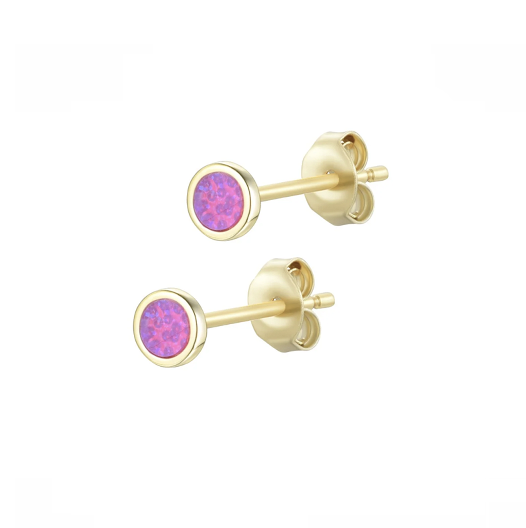Opal Round Stud Earrings (Available in 7 Colors)