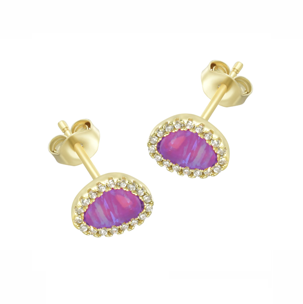 Opal Pebble Stud Earrings (Available in 10 Colors)