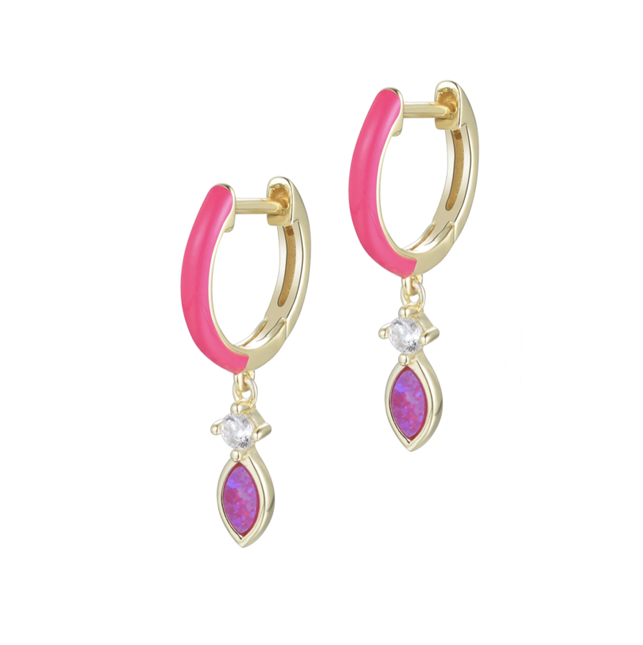 Enamel Opal Huggies Earrings (Available in 4 Colors)