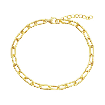 Polished and Rope Link Paperclip Bracelet