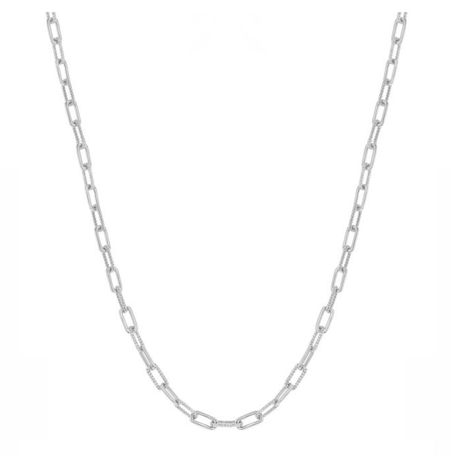 Polished and Rope Link Paperclip Necklace