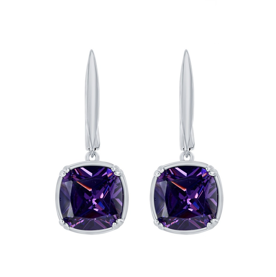 Amethyst Cushion Drop Earrings