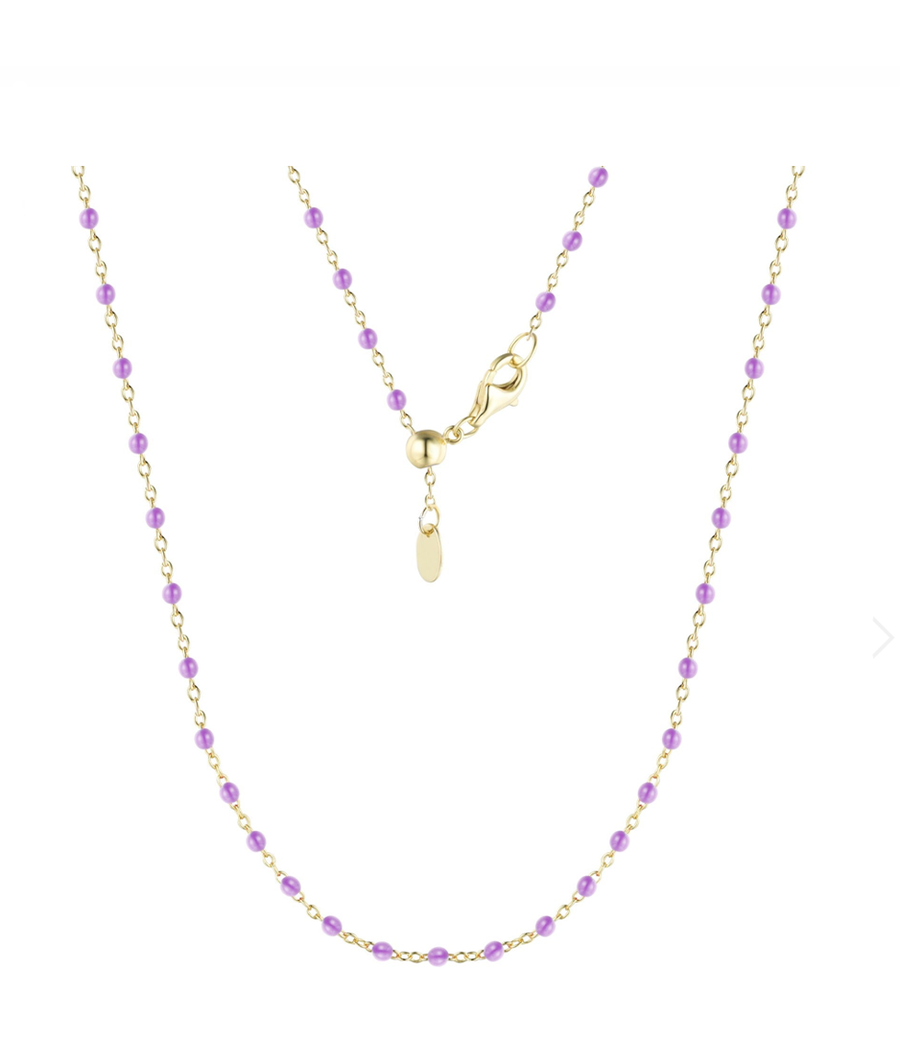 Enamel Beaded Chain Necklace (Available in 7 Colors)