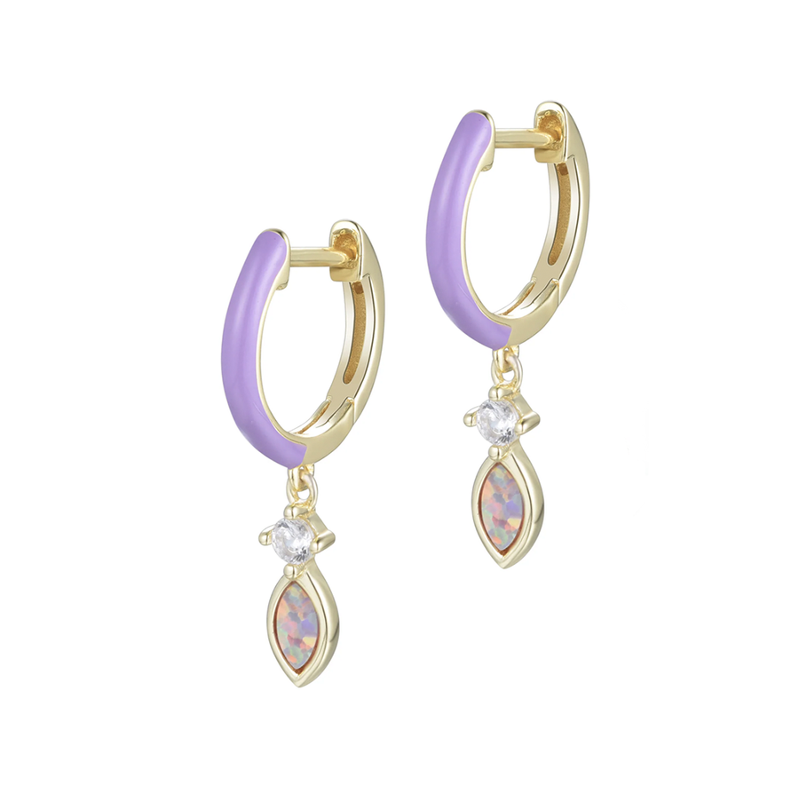 Enamel Opal Huggies Earrings (Available in 4 Colors)