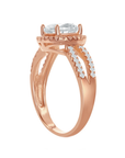 Round Halo Split Shank Ring