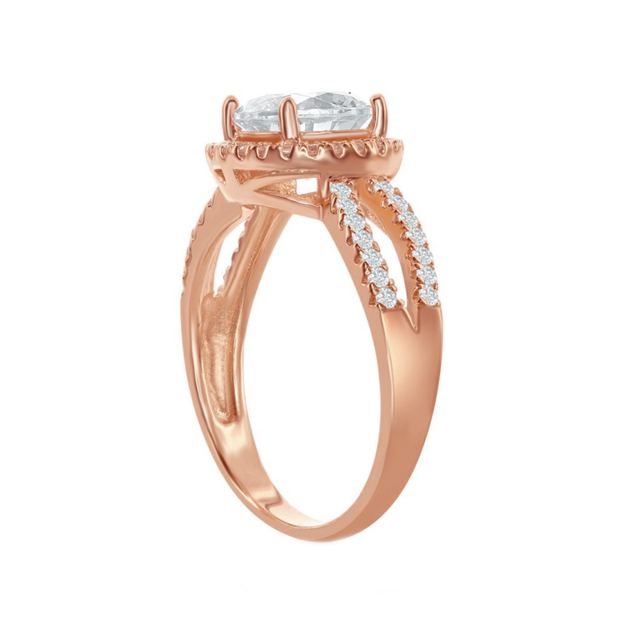 Round Halo Split Shank Ring