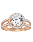Round Halo Split Shank Ring