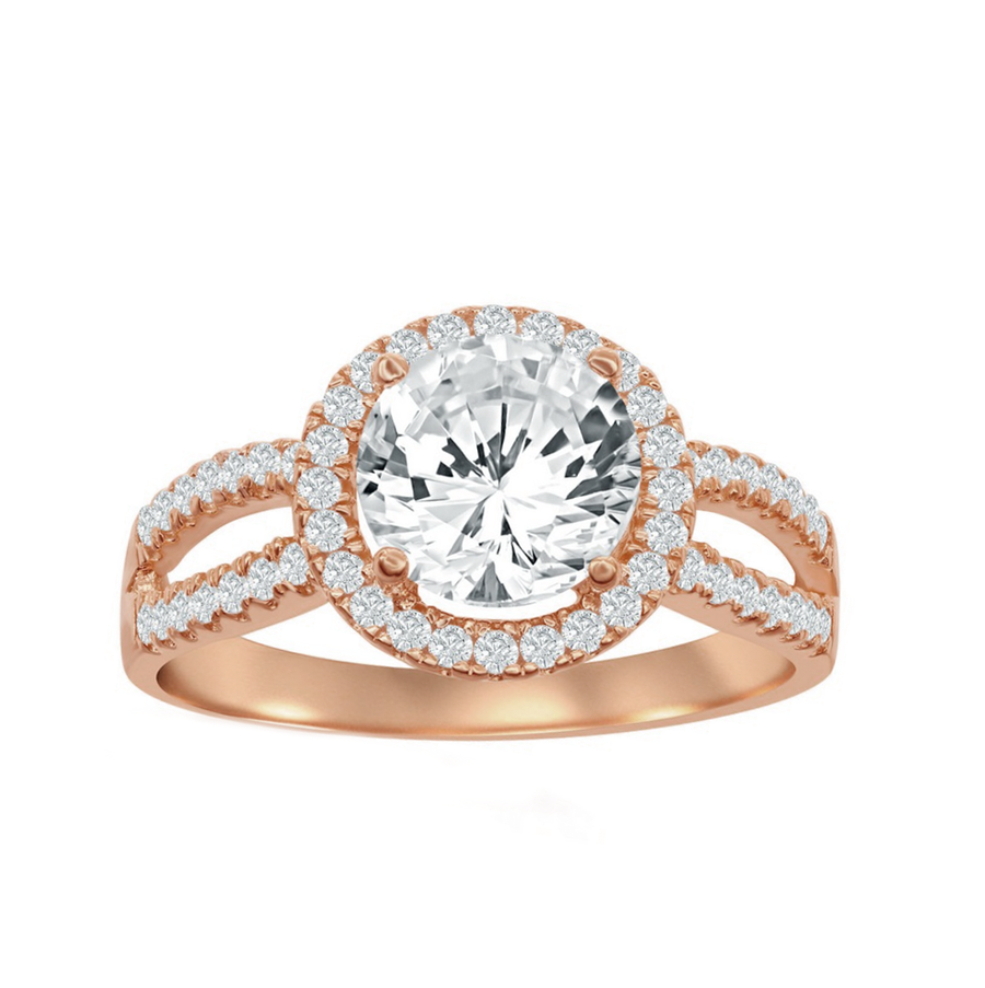 Round Halo Split Shank Ring