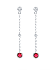 Ruby Bezel Bead Chain Earrings