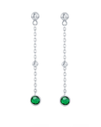 Emerald Bezel Bead Chain Earrings