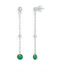 Emerald Bezel Bead Chain Earrings
