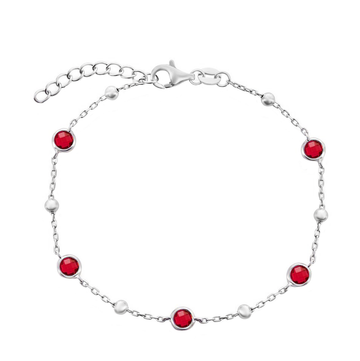 Ruby Bezel Bead Chain Bracelet