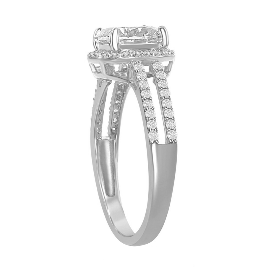 Round Halo Split Shank Ring