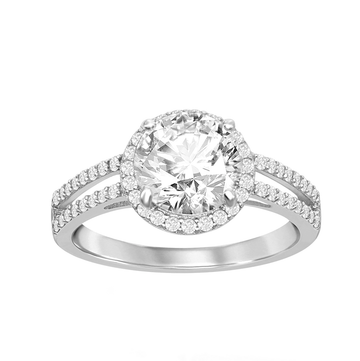 Round Halo Split Shank Ring