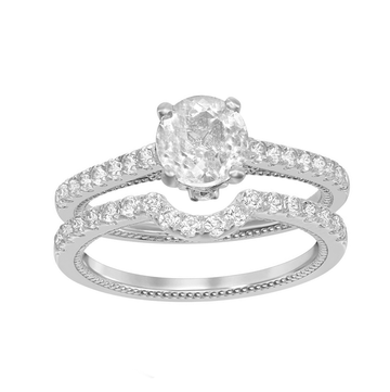 White Topaz Milgrain Edged Ring Set