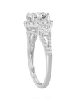 Round Halo with Side Stones Split Shank Ring