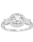Round Halo with Side Stones Split Shank Ring