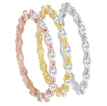 Tri-Color Marquise Eternity Band Set
