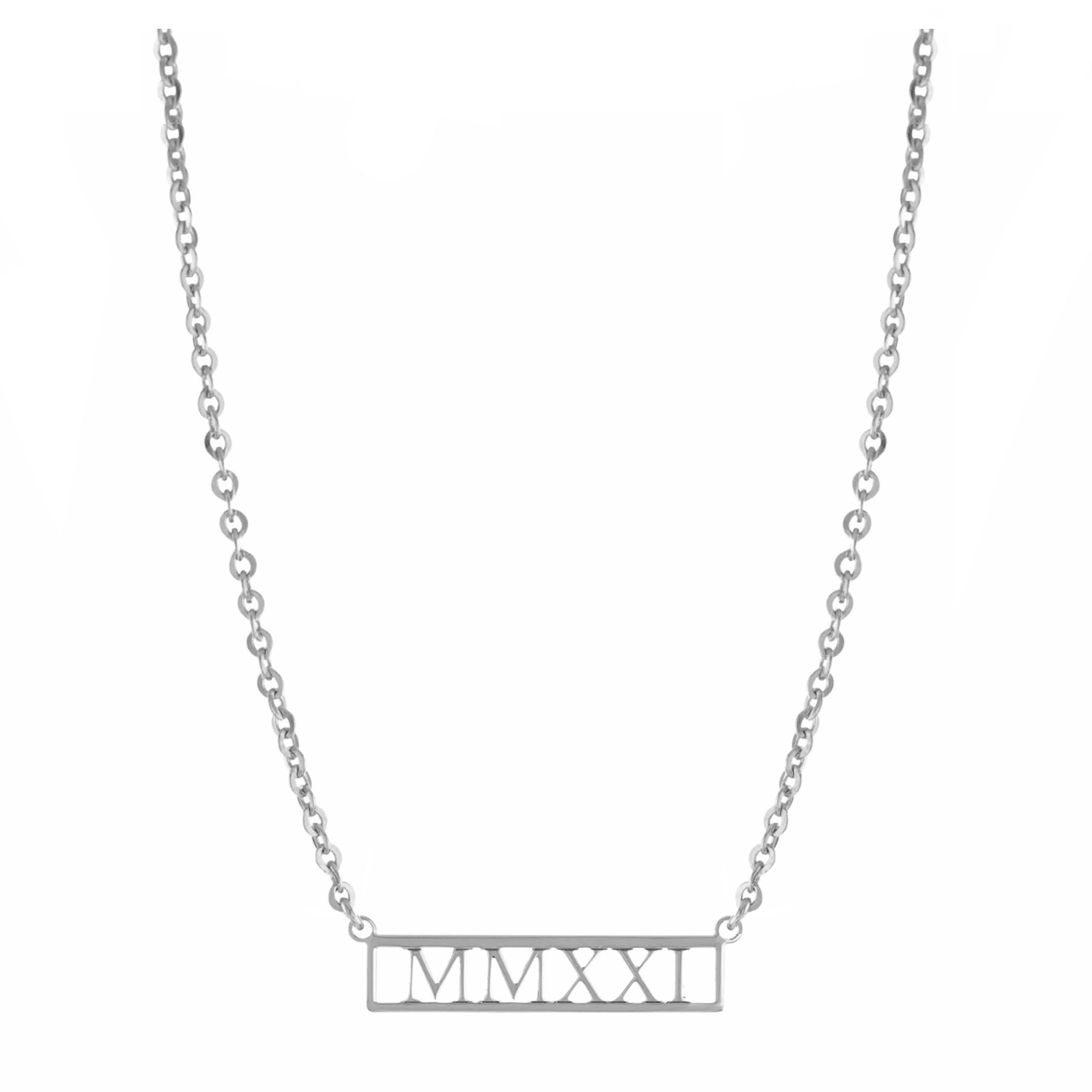 Personalized Cut-Out Roman numeral Necklace