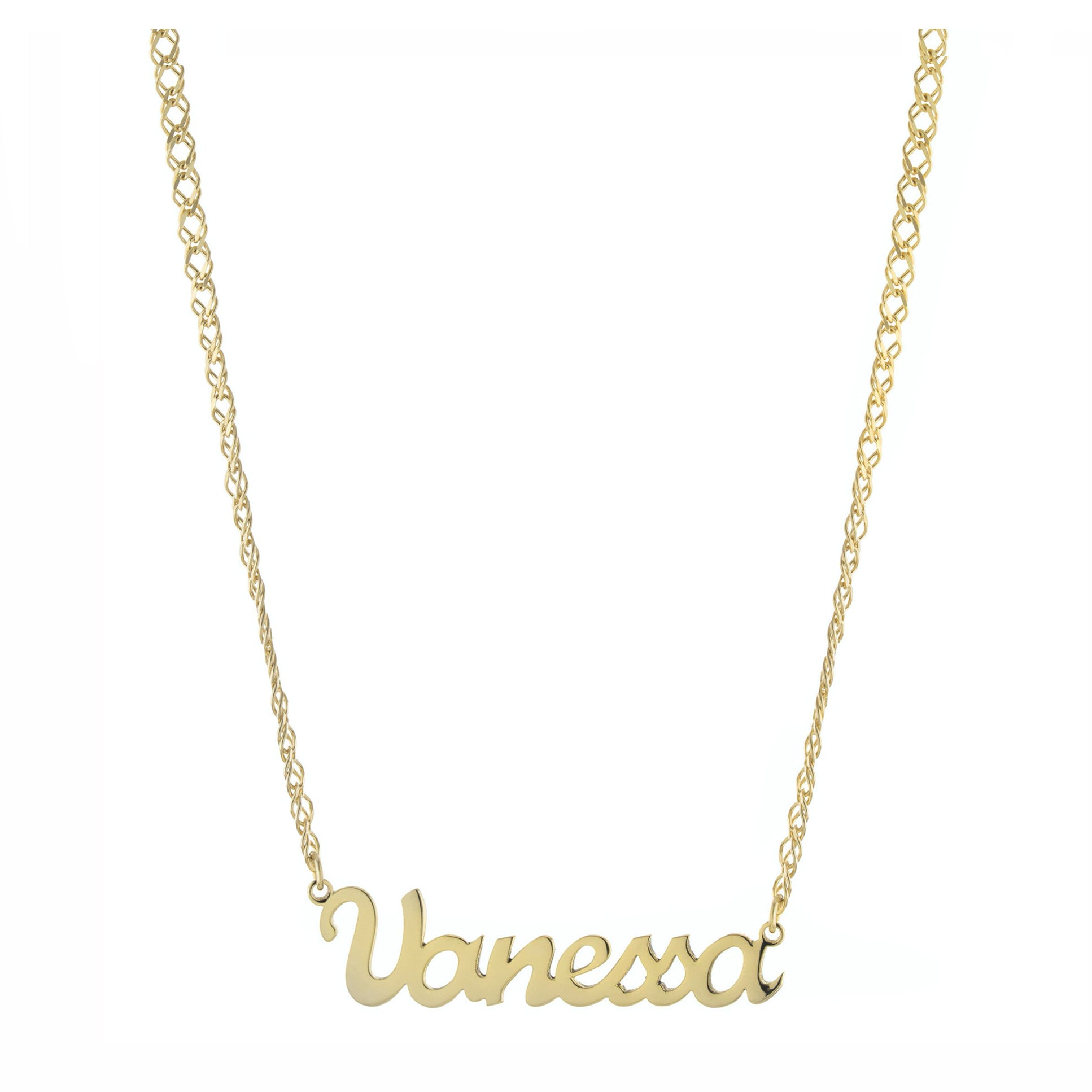 Personalized Horizontal Script Rombo Name Necklace