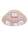 Double Baguette Pave Diamond Signet Ring