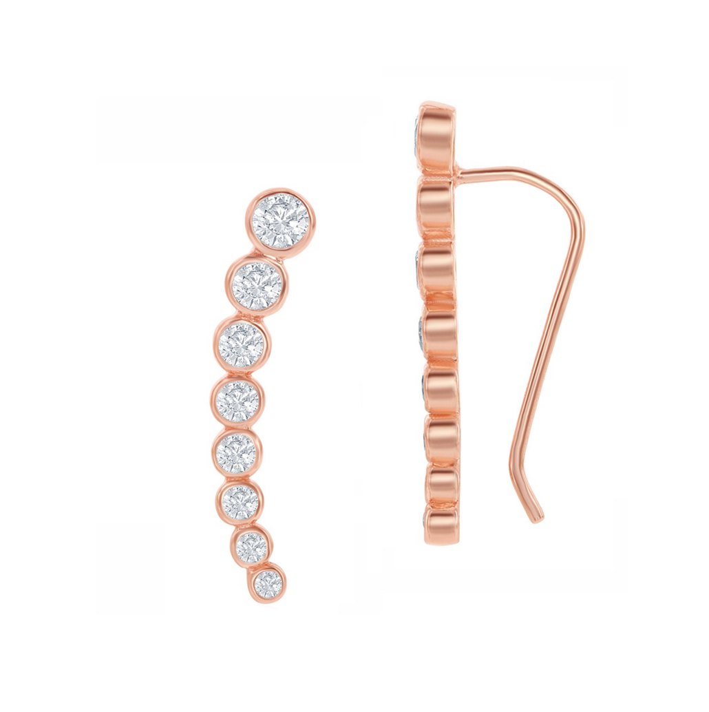 Graduated Bezel Crawler Earrings