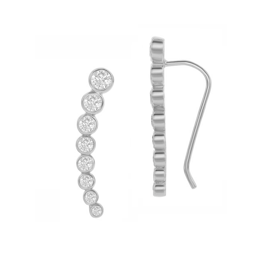 Graduated Bezel Crawler Earrings