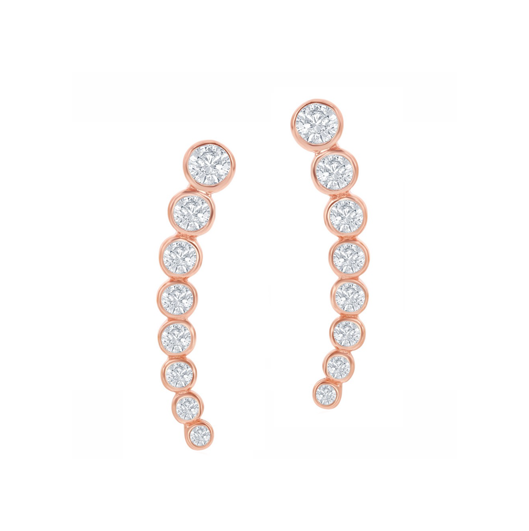 Graduated Bezel Crawler Earrings