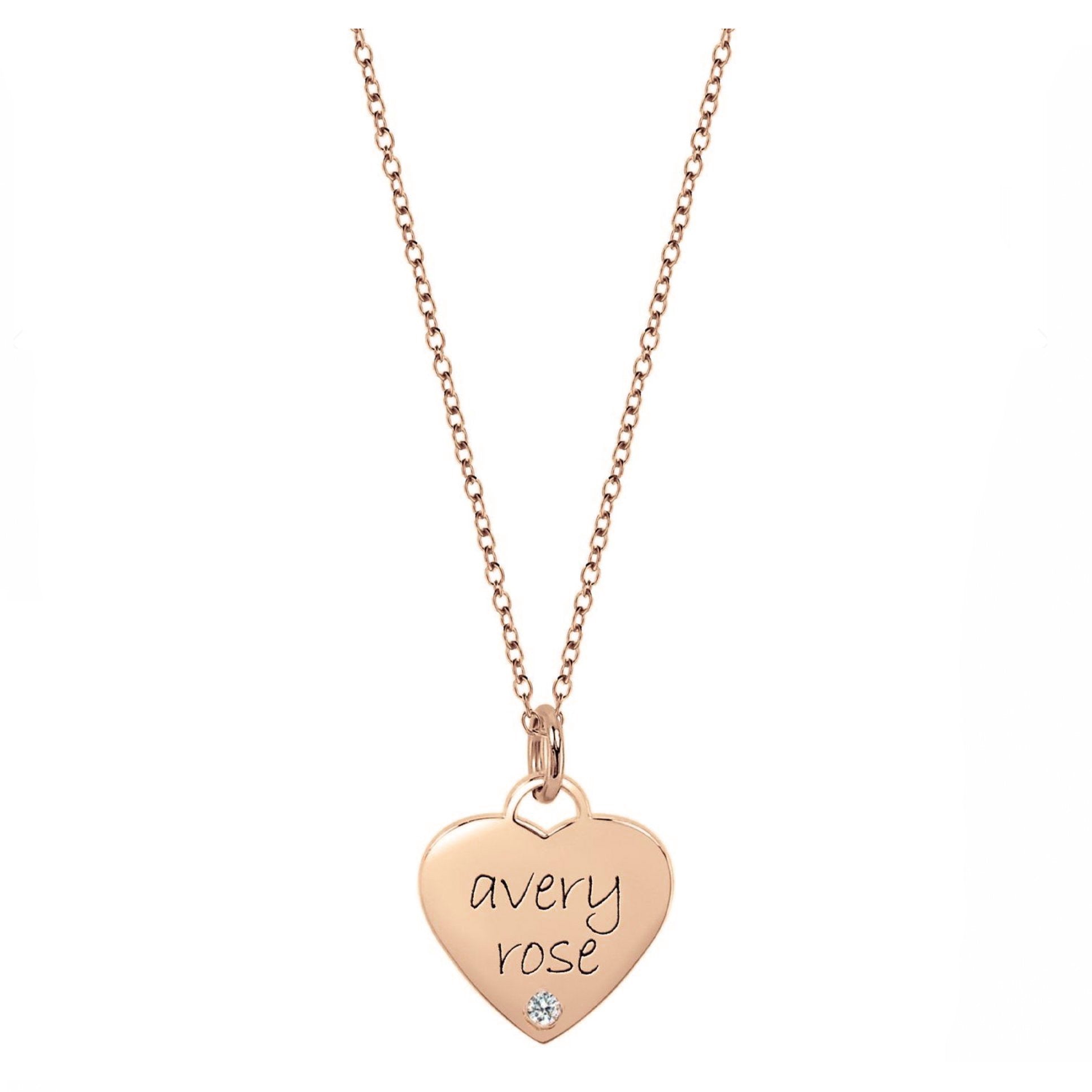 Personalized Diamond Embellished Heart Necklace